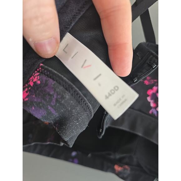 Lane Bryant LIVI Black Floral Athleisure Workout Wire Free Sports Bra Size 44D - Picture 4 of 5